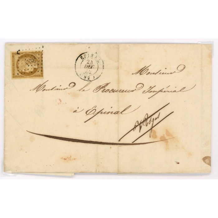 1 Oblitéré PC 1187 du 24/12/1852 - Depart Epinal (82) - Cote 778 Euros