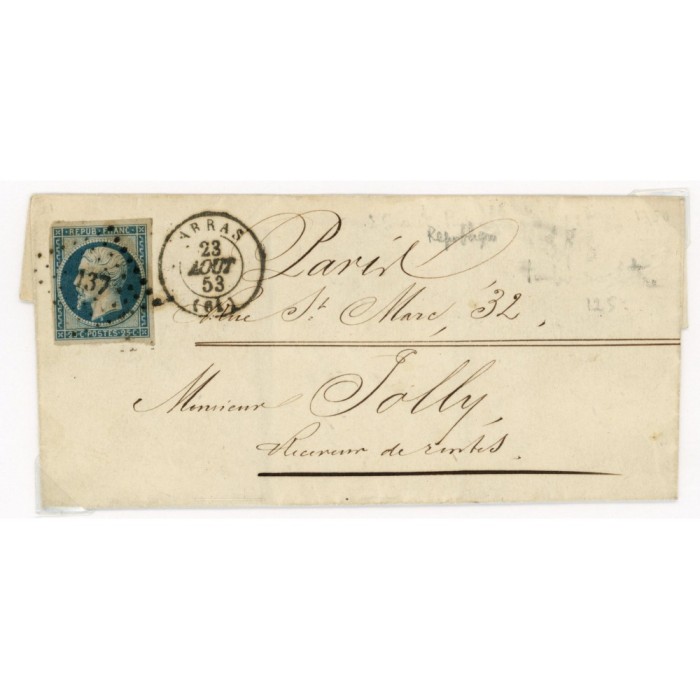 10 Oblitéré PC 137 du 23/08/1853 - Depart Arras (61) - Cote 83 Euros