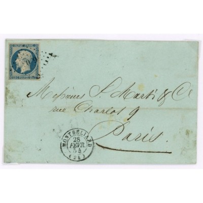 10 Oblitéré PC 2069 du 28/02/1854 - Depart Montbeliard (24) - Cote 88 Euros