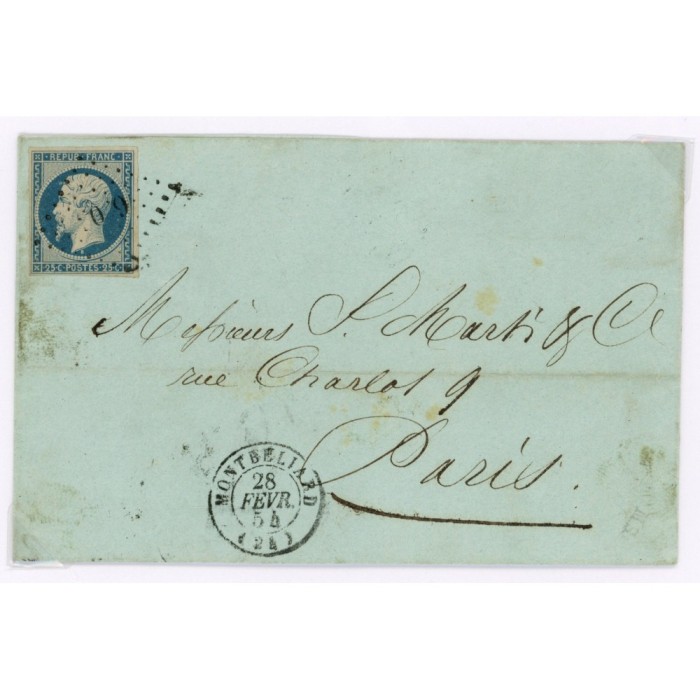 10 Oblitéré PC 2069 du 28/02/1854 - Depart Montbeliard (24) - Cote 88 Euros