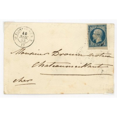 10 Oblitéré PC 3062 du 10/11/1853 - Depart St Florent Sur Cher - Bord de Feuille - Cote 116 Euros