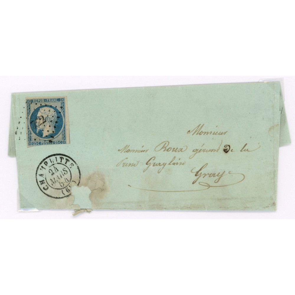 10 Oblitéré PC 722 du 24/03/1854 - Depart Champlitte (69) - Cote 95 Euros