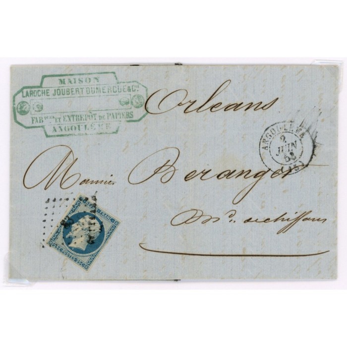 10 Oblitéré PC 83 du 02/06/1855 - Depart Angouleme (15) - Cote 83 Euros