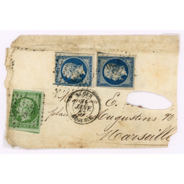 12 & 14 Oblitéré  du 1857 - Depart Alger (algérie) - 3 Timbres - Cote 325 Euros