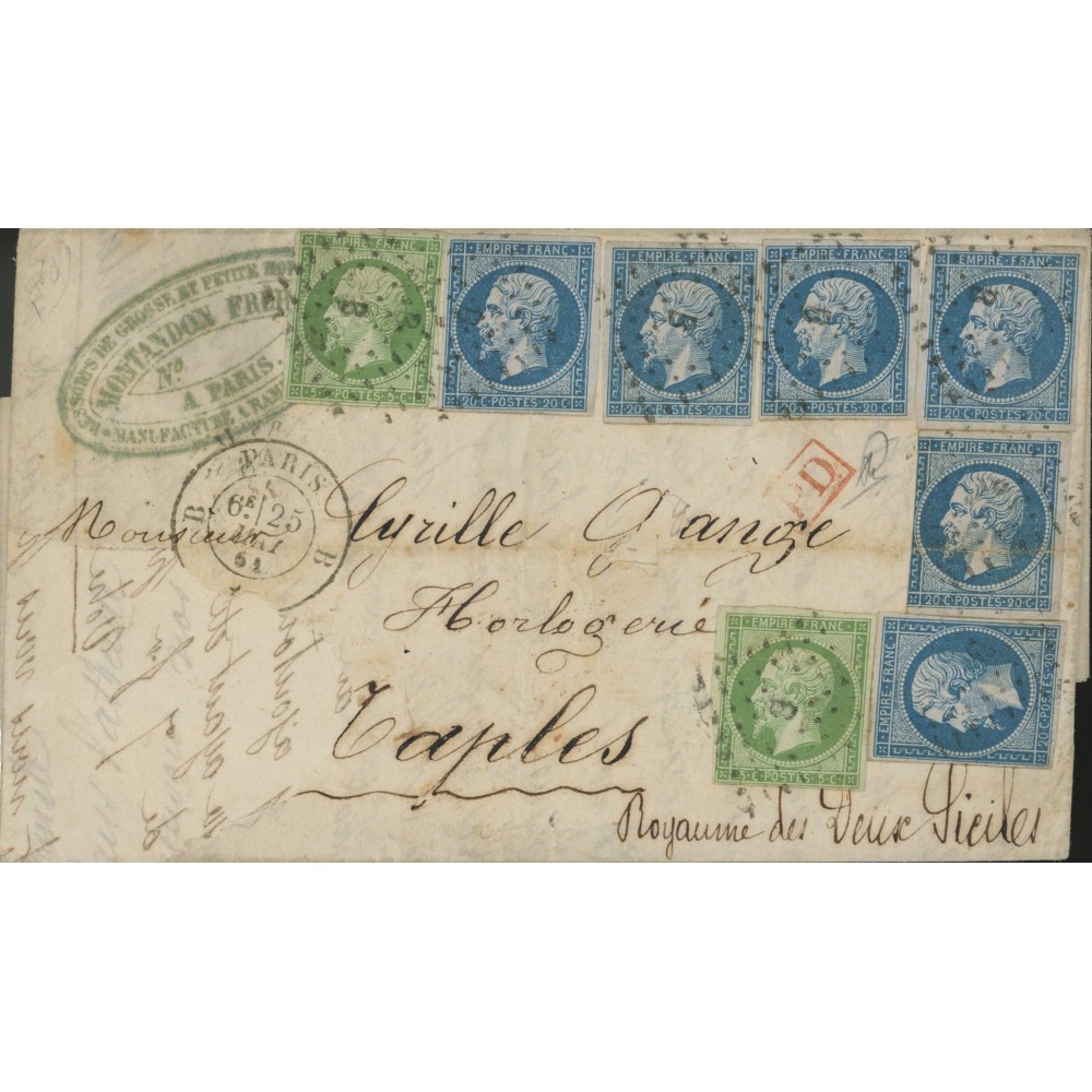 12 & 14 Oblitéré Lette B du 25/05/1851 - Depart Paris (60) - Cote 325 Euros