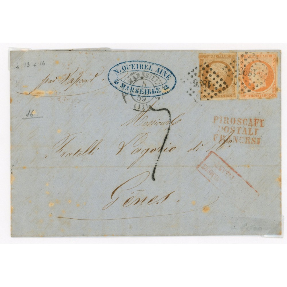 13 & 16 Oblitéré PC 1896 du 1859 - Depart Marseille (12) - Cote 68 Euros