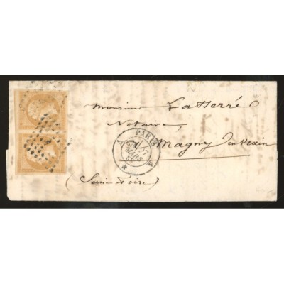 13 Oblitéré A du 27/03/1858 - Depart Paris (60) - Paire - Cote 50 Euros