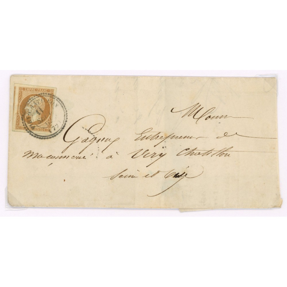 13 Oblitéré Cachet Perlé du 1862 - Depart Viry Chatillon (72) - Cote 140 Euros
