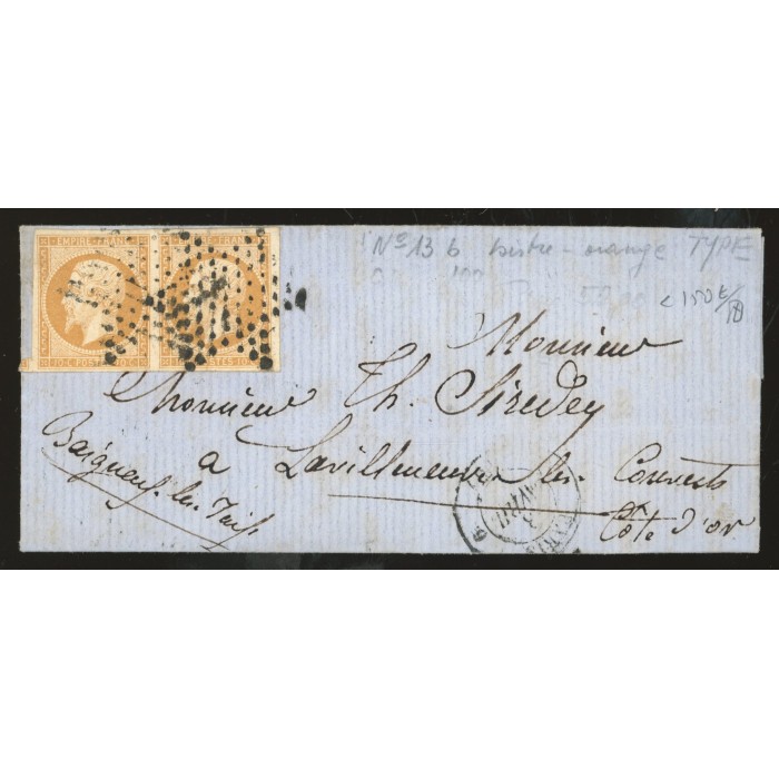 13 Oblitéré Etoile - Depart Paris (60) - Paire - Cote 50 Euros