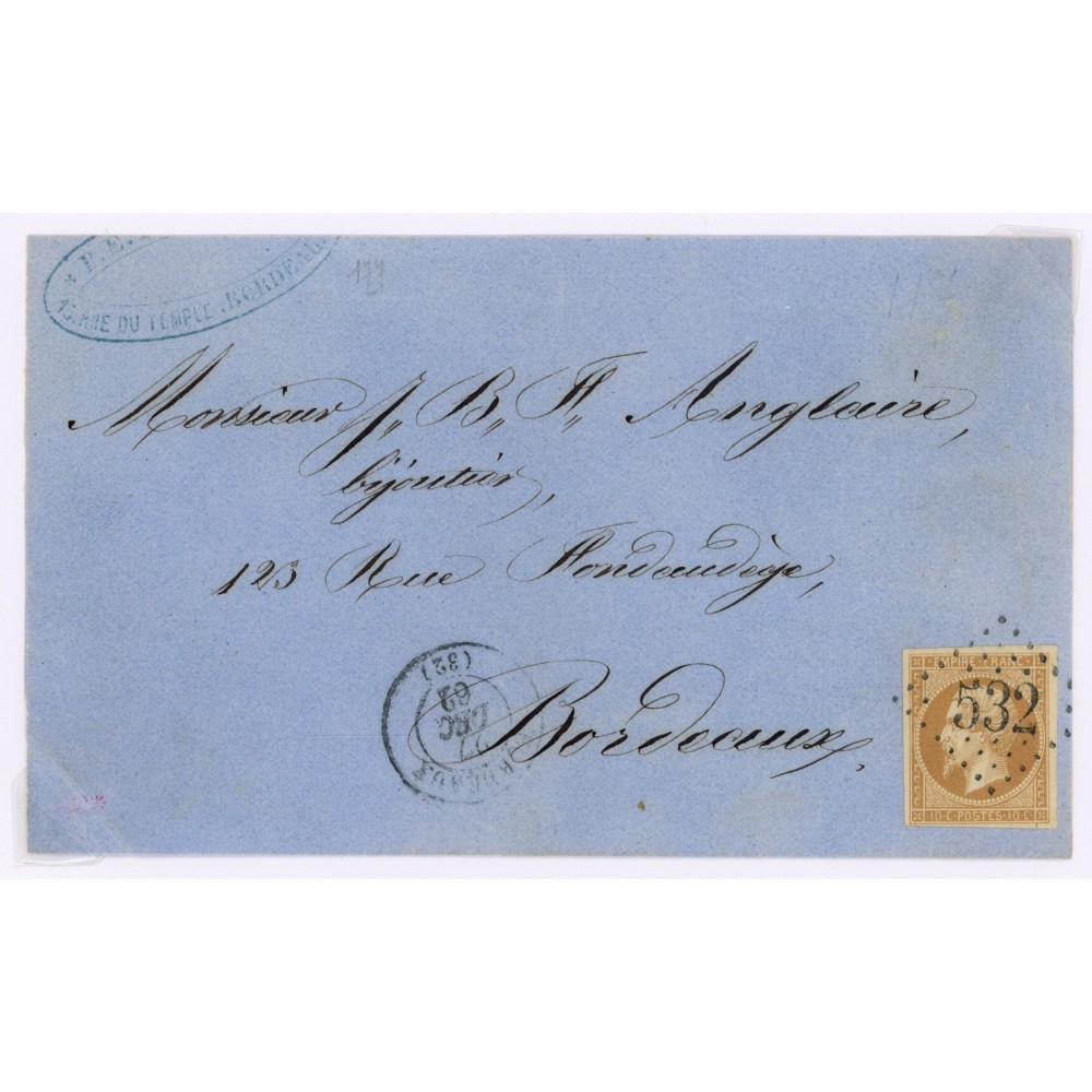 13 Oblitéré GC 532 du 27/12/1862 - Depart Bordeaux (32) - Cote 63 Euros