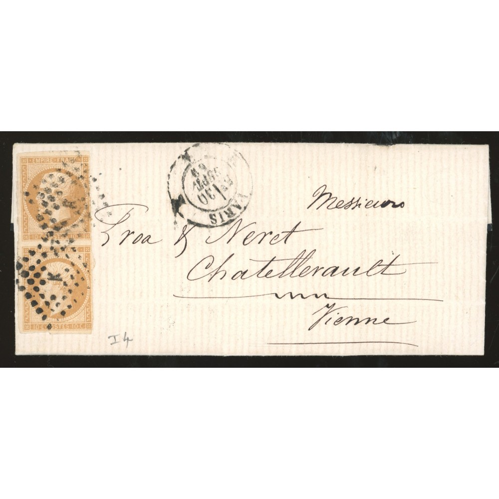 13 Oblitéré K - Depart Paris (60) - Paire verticale - Cote 50 Euros