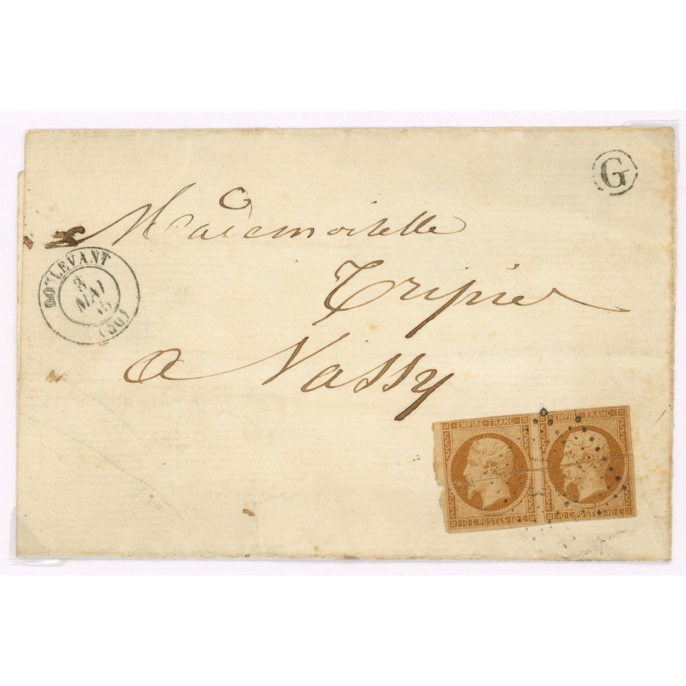 13 Oblitéré PC 1133 - Depart Doulevant (50) - Paire -  G  dans un cercle - Cote 60 Euros