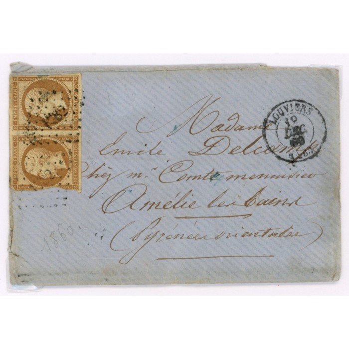 13 Oblitéré PC 1782 du 1860 - Depart Louviers (26) - Paire - Cote 53 Euros