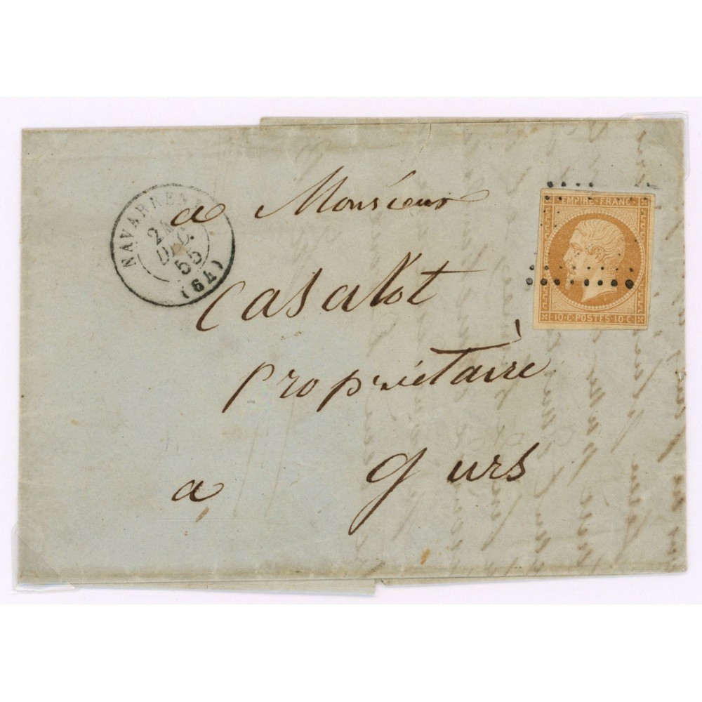 13 Oblitéré PC 2230 du 24/12/1855 - Depart Navarrenx (64) - Cote 45 Euros