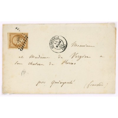 13 Oblitéré PC 2612 du 15/03/1860 - Depart Quimperle (28) - Cote 43 Euros