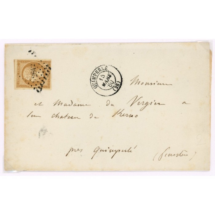 13 Oblitéré PC 2612 du 15/03/1860 - Depart Quimperle (28) - Cote 43 Euros