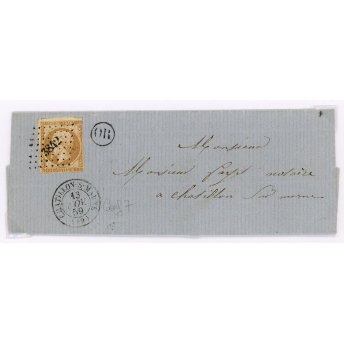 13 Oblitéré PC 3842 du 13/11/1859 - Depart Chatillon sur Marne (49) -  OR  dans un cercle - Cote 70 Euros