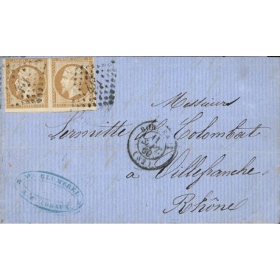 13 Oblitéré PC 441 du 11/09/1860 - Depart Bordeaux (32) - Paire - Cote 53 Euros