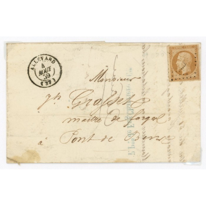 13 Oblitéré PC 50 du 04/08/1859 - Depart Allevard (37) - Cote 45 Euros