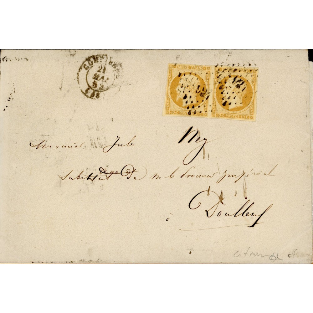 13 Oblitéré PC 924 - Depart Compiegne - Paire Citron Signé Brun - Cote 303 Euros