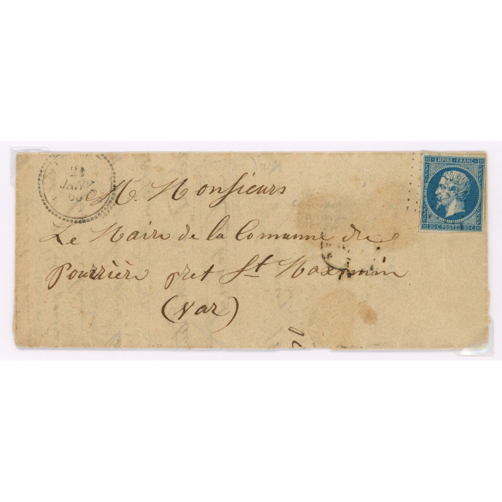 14 Oblitéré Cachet Perlé du 21/01/1860 - Depart  - Cote 140 Euros