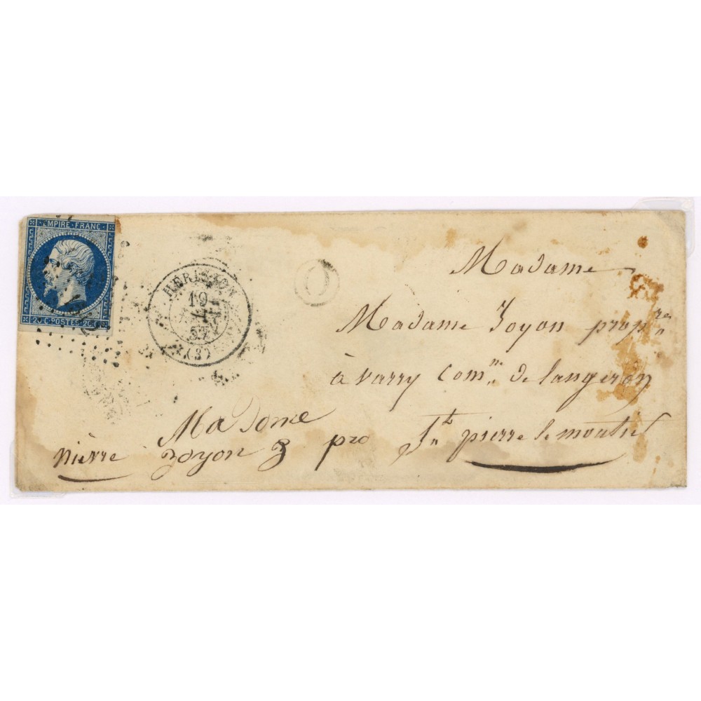 14 Oblitéré PC 1512 du 1857 - Depart Herisson (3) -  O  dans un cercle - Cote 53 Euros