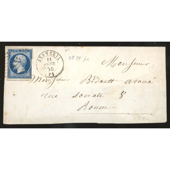 14 Oblitéré PC 2879 du 1856 - Depart Septeuil (72) - Cote 58 Euros