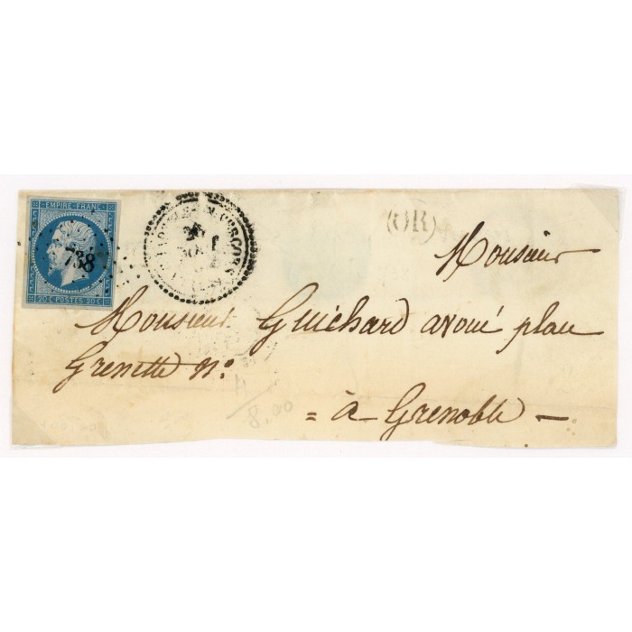 14 Oblitéré PC 738 - Depart La Chapelle en Vercors (25) -  OR  dans un cercle - Cote 108 Euros