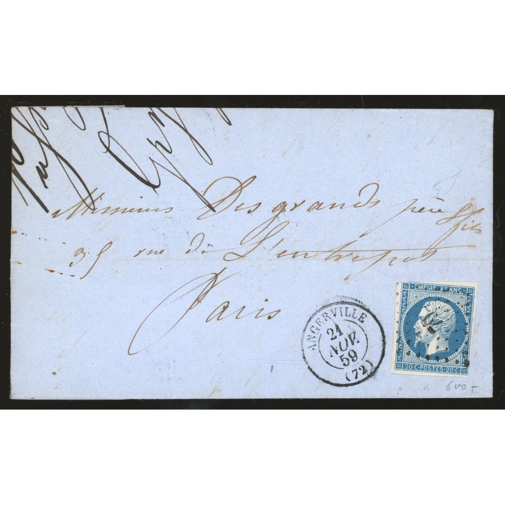 14 Oblitéré PC 79 du 21/11/1859 - Depart Angerville (72) - Cote 108 Euros