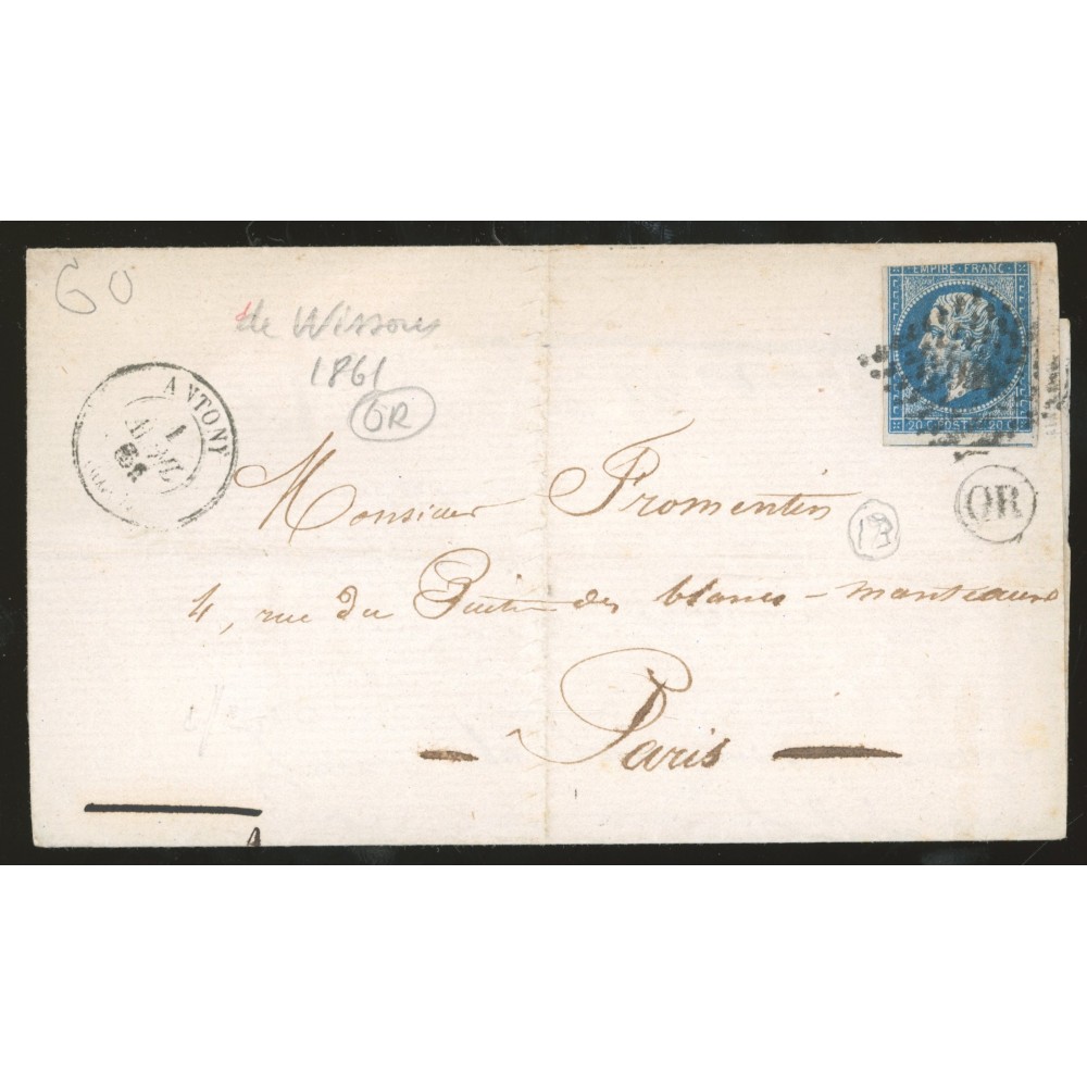 14 Oblitéré PC 94 - Depart Antony -  OR  dans un cercle - Cote 58 Euros