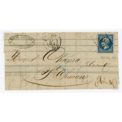 14Ah Oblitéré Petit Chiffre du 1859 - Depart  - POST  F  S - Cote 150 Euros