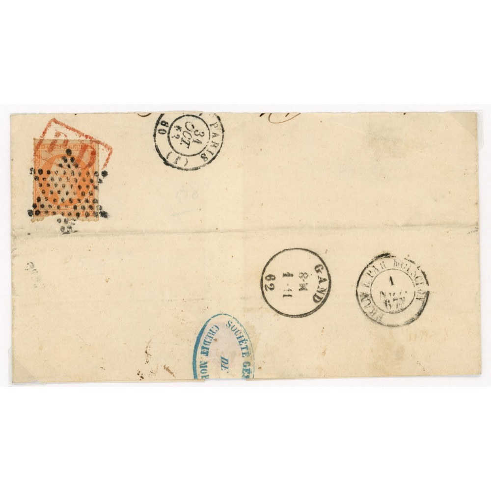 16 Oblitéré Etoile du 31/10/1862 - Depart Paris (60) -   - Cote 65 Euros