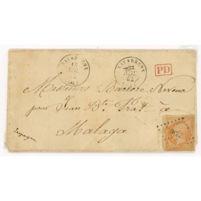 16 Oblitéré PC 2230 du 21/11/1852 - Depart Navarrenx (64) -  P.P.  rouge dans un rectangle - Cote 90 Euros