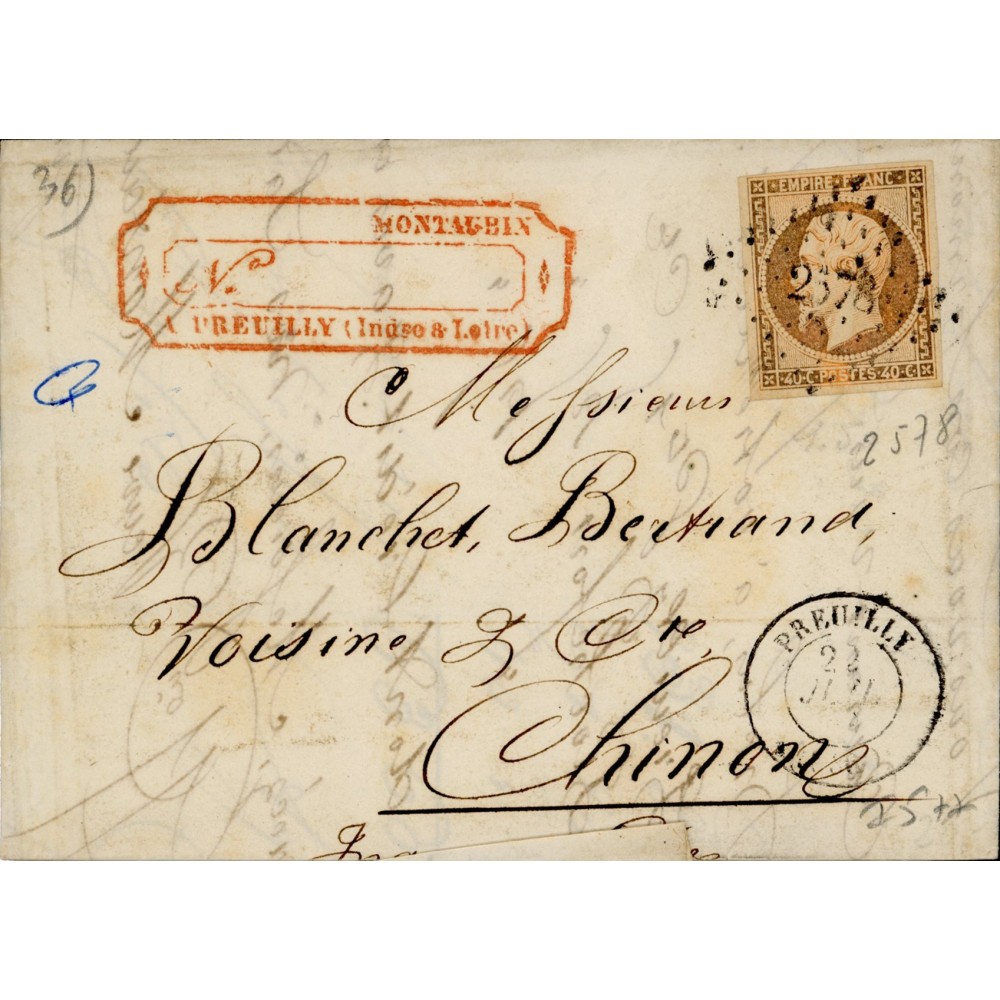 16 Oblitéré PC 2578 - Depart Preuilly - Cote 42 Euros