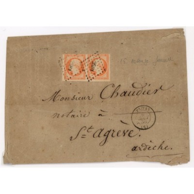 16 Oblitéré PC 2581 du Aout 1856 - Depart Privas (6) - Paire - Cote 73 Euros