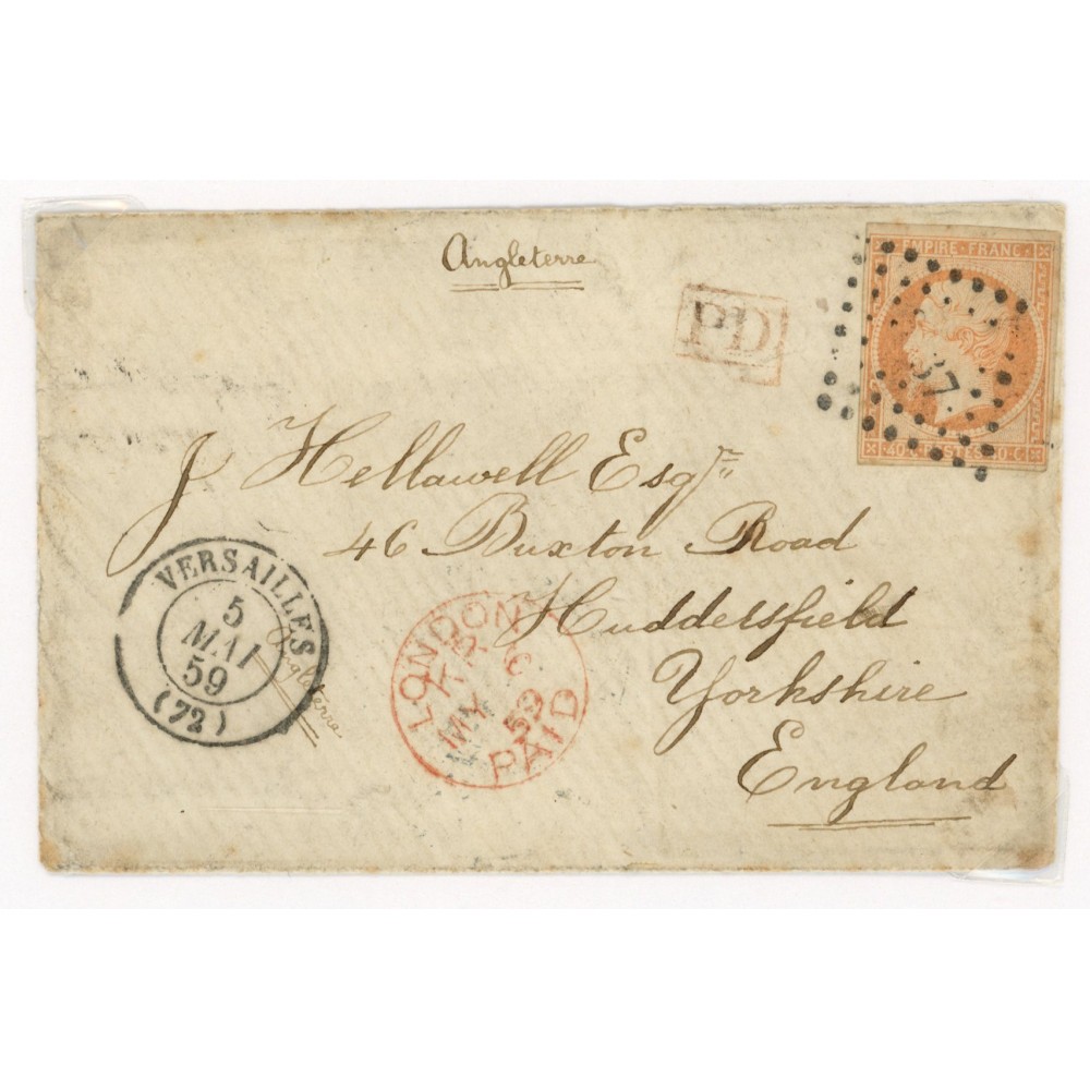 16 Oblitéré PC 3537 du 05/05/1859 - Depart Versailles (72) -   - Cote 98 Euros