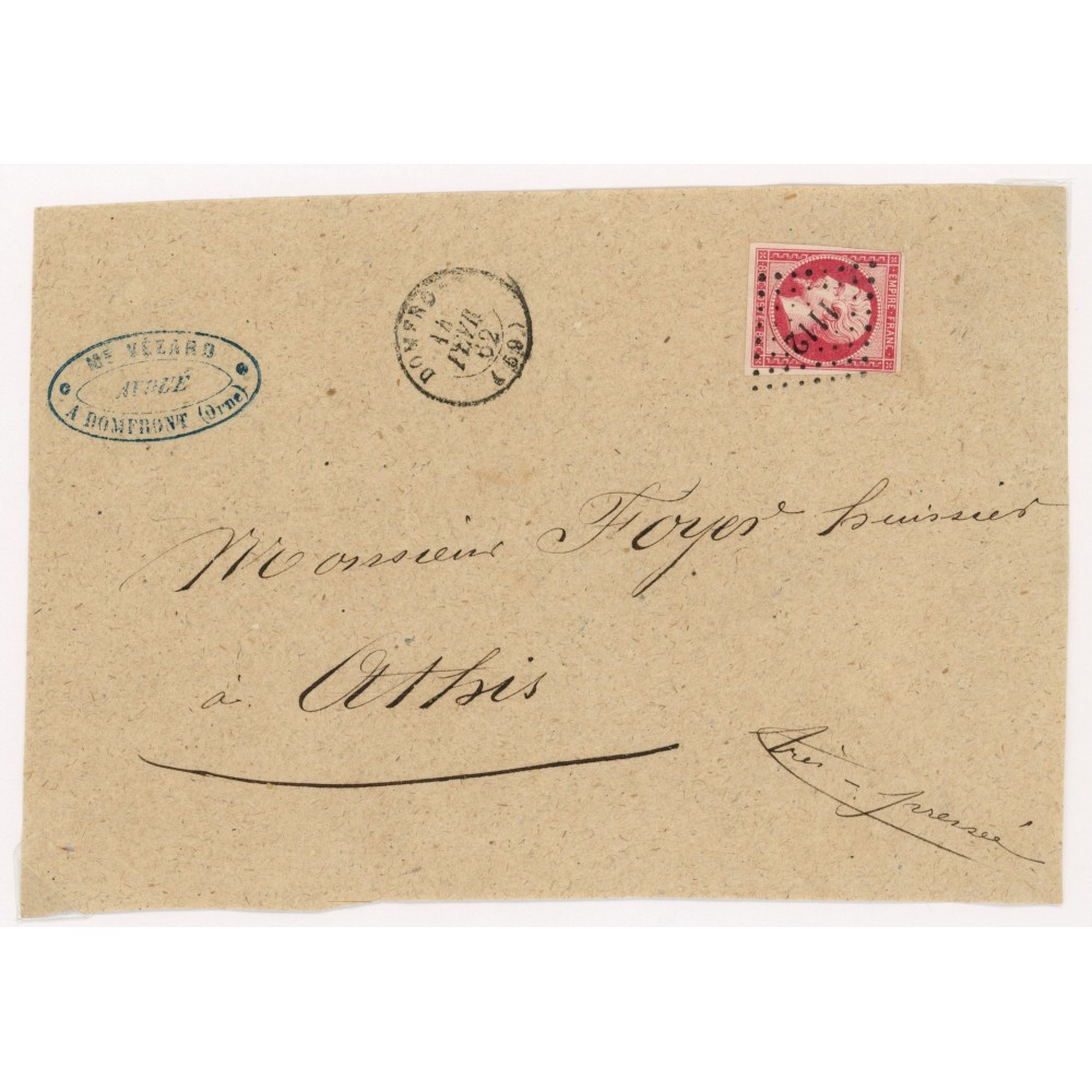 17 Oblitéré PC 1112 du 14/02/1862 - Depart Domfront (59) - Cote 155 Euros