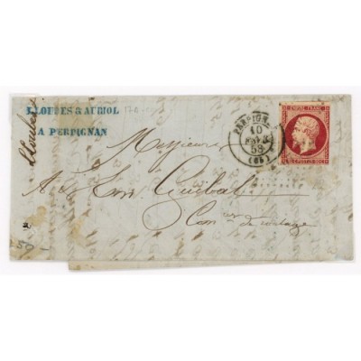 17A Oblitéré PC 2407 du 1858 - Depart Perpignan (65) - Cote 153 Euros