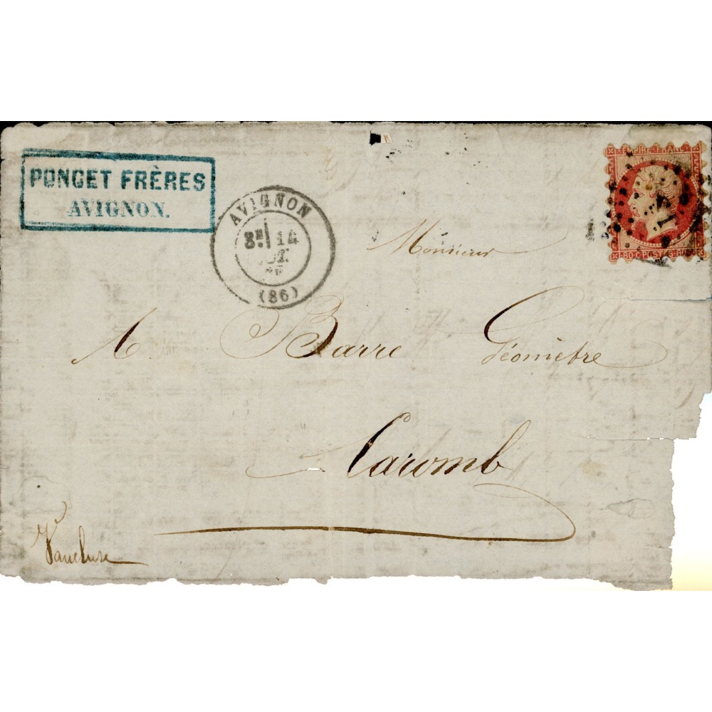 17B Oblitéré  - Depart Avignon (86) - Piquage Susse - Cote 190 Euros