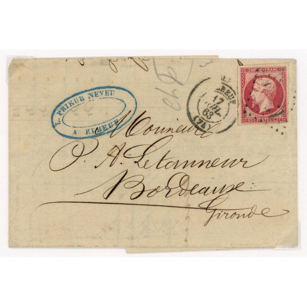 17B Oblitéré GC 1386 du 17/07/1863 - Depart Elbeuf (74) - Cote 153 Euros