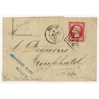 17B Oblitéré GC 3219 du 08/08/1863 - Depart Rouen (74) - Cote 153 Euros