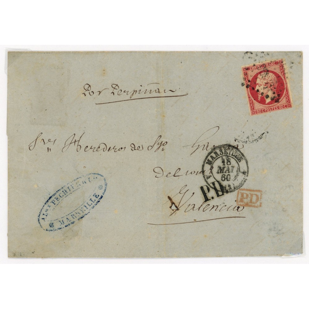 17B Oblitéré PC 1896 du 18/05/1860 - Depart Paris (60) -   - Cote 218 Euros