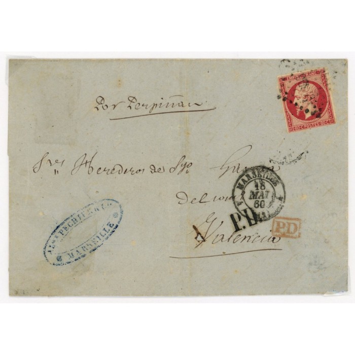 17B Oblitéré PC 1896 du 18/05/1860 - Depart Paris (60) -   - Cote 218 Euros