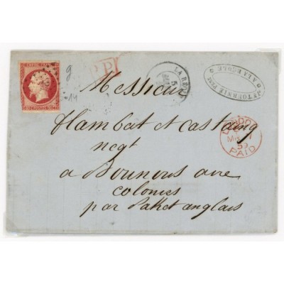 17B Oblitéré PC 2652 du 05/05/1859 - Depart La Réole (32) -  P.P.  rouge dans un rectangle - Cote 328 Euros