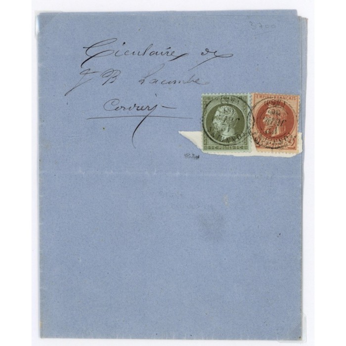 19 & 26 Oblitéré Cachet a Date du 12/07/1868 - Depart  - Signé Calves - Cote 200 Euros
