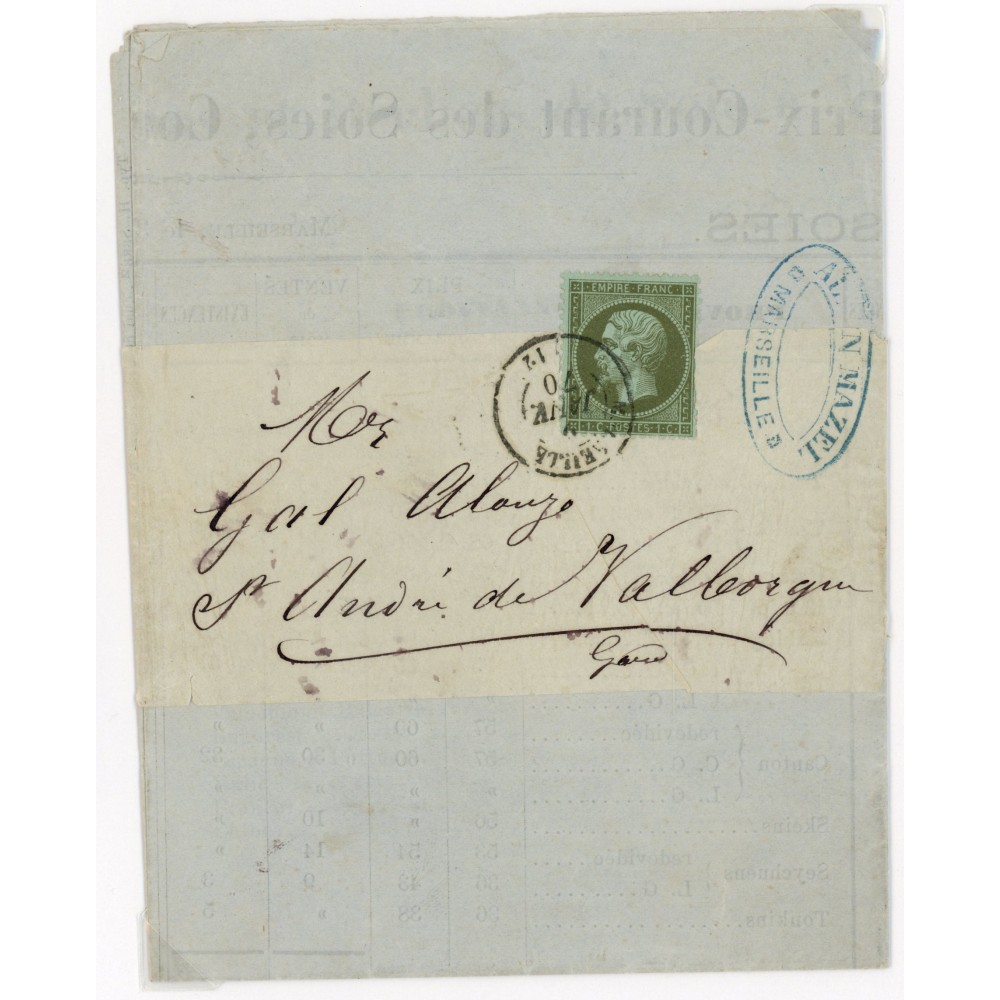 19 Oblitéré Cachet a Date du Janvier 1870 - Depart Marseille (12) - Cote 200 Euros