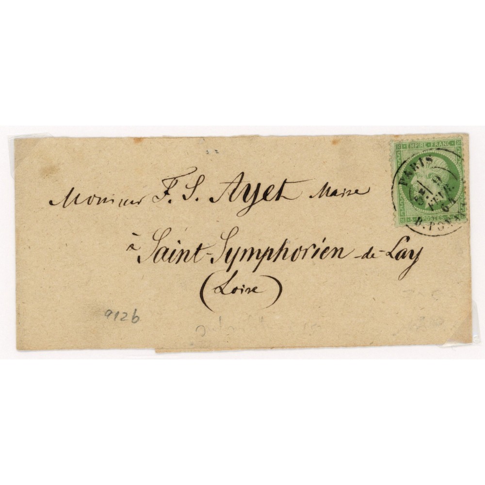 20 Oblitéré Cachet a Date du 09/02/1864 - Depart Paris (60) - Cote 75 Euros