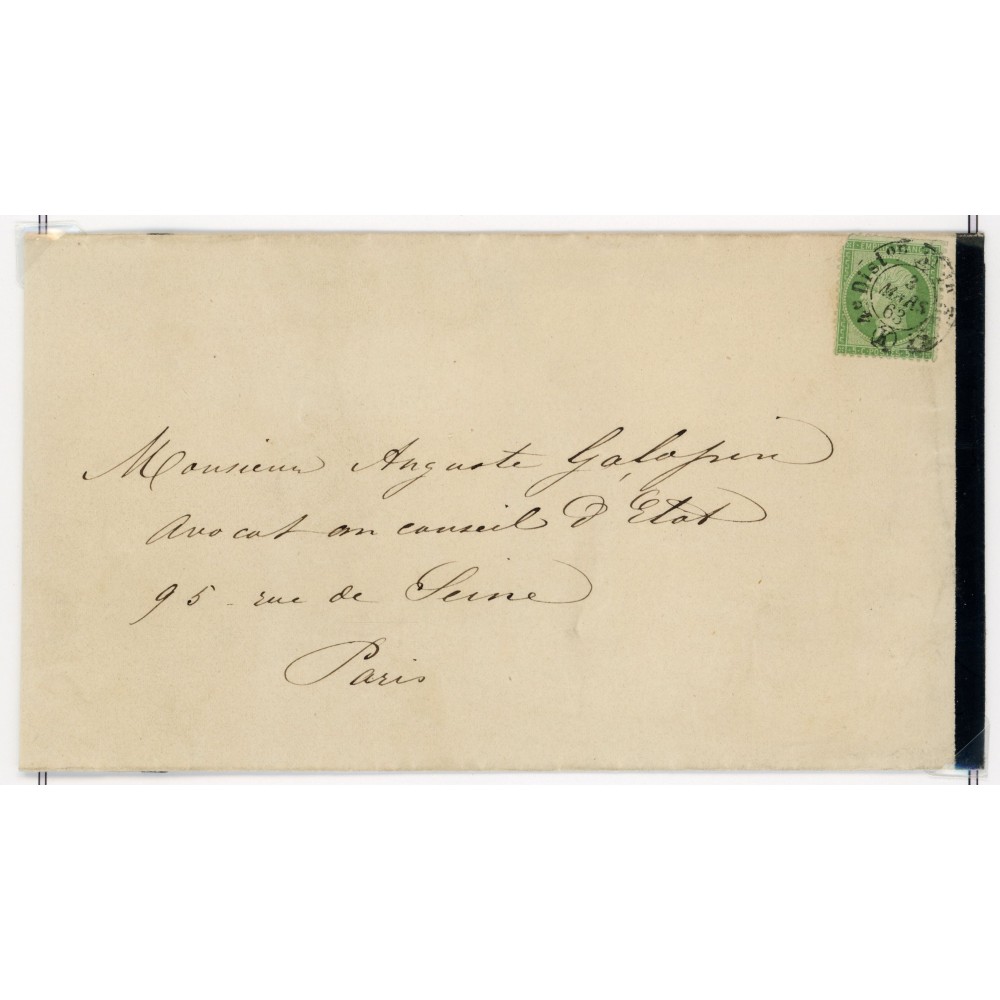 20 Oblitéré Distribution K du 03/03/1863 - Depart Paris (60) - Cote 75 Euros