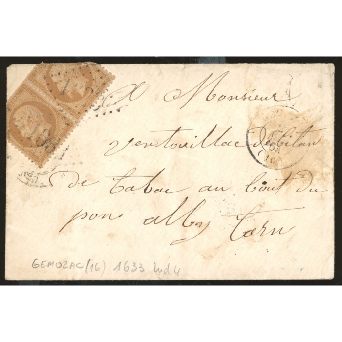 21 Oblitéré GC 1633 - Depart Gemozac - Paire - Cote 45 Euros