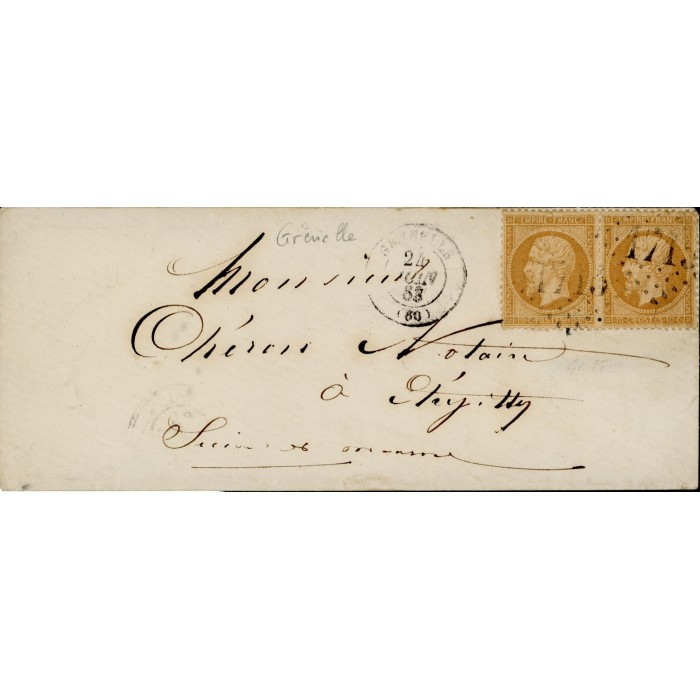 21 Oblitéré GC 1715 - Depart Grenelle (60) - Paire - Cote 43 Euros